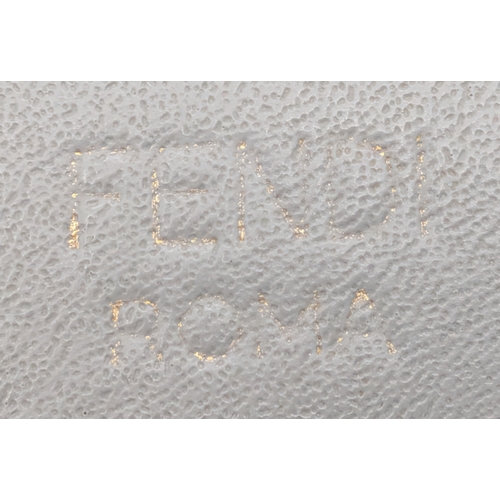 585 - A Scarce Vintage Fendi Grey Leather Shoulder Bag with original box and dustcover. 19cm wide.