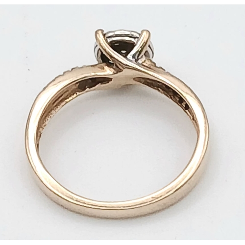 587 - A 9K YELLOW GOLD, DIAMOND SET RING. 0.20CTW. 2.1G, SIZE J. SC 2041