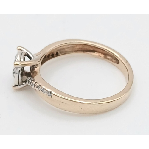 587 - A 9K YELLOW GOLD, DIAMOND SET RING. 0.20CTW. 2.1G, SIZE J. SC 2041