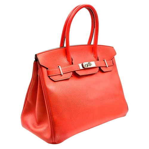 103 - An Hermes Bougainvillier Epsom Birkin 30 Handbag. Bougainvillier Epsom leather exterior with silver-... 