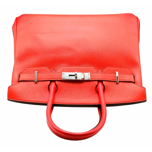 103 - An Hermes Bougainvillier Epsom Birkin 30 Handbag. Bougainvillier Epsom leather exterior with silver-... 