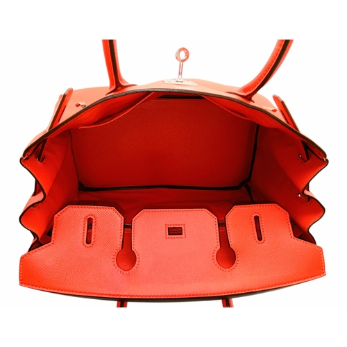 103 - An Hermes Bougainvillier Epsom Birkin 30 Handbag. Bougainvillier Epsom leather exterior with silver-... 