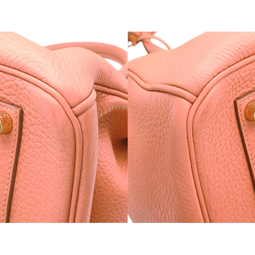 19 - An Hermes Birkin 35 Crevette Swift Leather Handbag. Crevette pink Swift leather exterior with gold-t... 