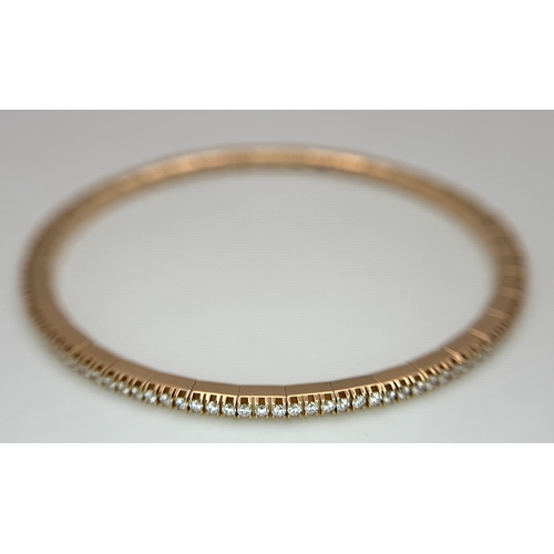 26 - A Bucherer 18K Rose Gold Diamond Adjustable Bracelet. Set with round brilliant claw set diamonds, to... 