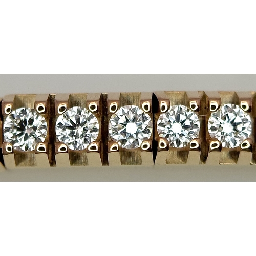 26 - A Bucherer 18K Rose Gold Diamond Adjustable Bracelet. Set with round brilliant claw set diamonds, to... 