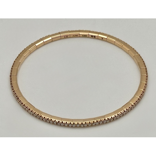 26 - A Bucherer 18K Rose Gold Diamond Adjustable Bracelet. Set with round brilliant claw set diamonds, to... 