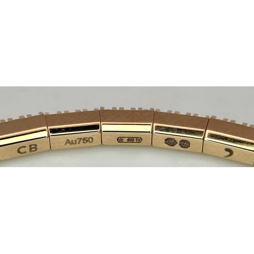 26 - A Bucherer 18K Rose Gold Diamond Adjustable Bracelet. Set with round brilliant claw set diamonds, to... 