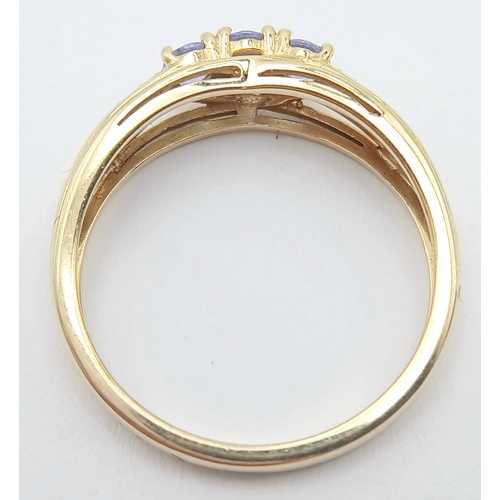 49 - Beautiful 14 CARAT GOLD SAPPHIRE and DIAMOND RING. Fully hallmarked. 2.4 Grams. Size O 1/2 - P.