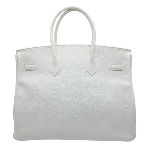5 - An Hermès White Epsom Birkin 35 Handbag. White Epsom leather exterior with silver-toned hardware, do... 