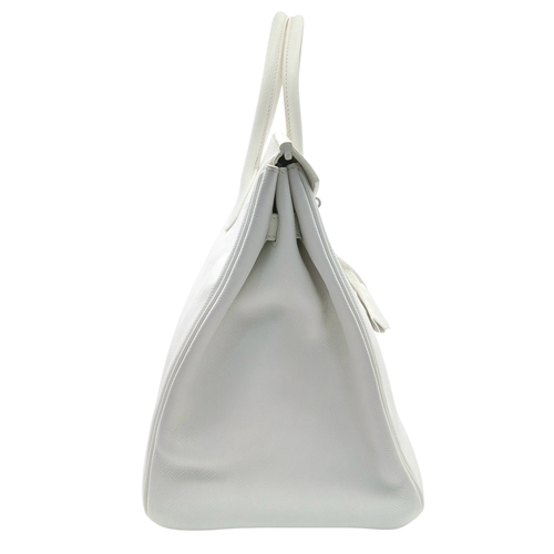 5 - An Hermès White Epsom Birkin 35 Handbag. White Epsom leather exterior with silver-toned hardware, do... 