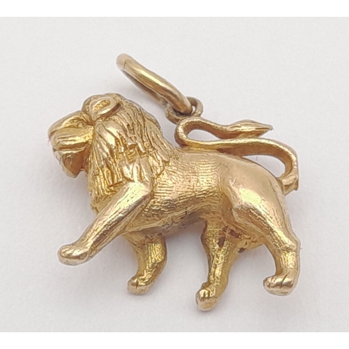 56 - Fully Hallmarked 9 CARAT GOLD,  LION CHARM/PENDANT. 3.0 Grams. Please see pictures.