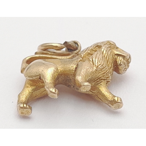 56 - Fully Hallmarked 9 CARAT GOLD,  LION CHARM/PENDANT. 3.0 Grams. Please see pictures.
