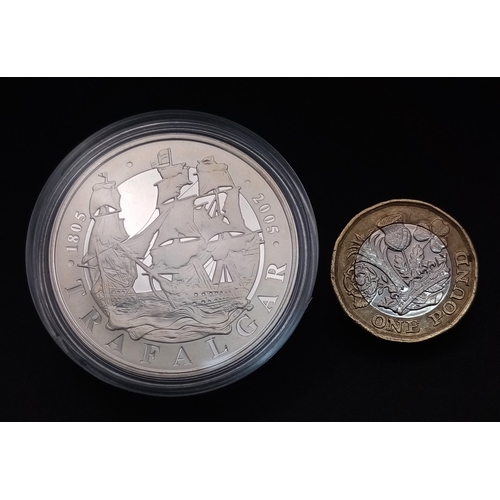 611 - A Royal Mint Sterling Silver 2005 Commemorative Battle of Trafalgar Proof Crown Coin. £5 denominatio... 
