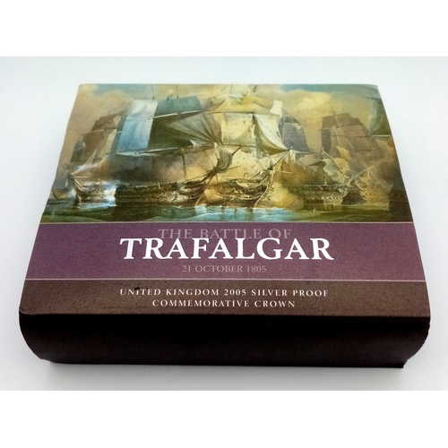 611 - A Royal Mint Sterling Silver 2005 Commemorative Battle of Trafalgar Proof Crown Coin. £5 denominatio... 