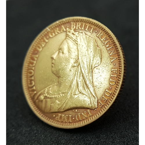610 - An 1894 Queen Victoria Full Sovereign Coin. 22k Gold.