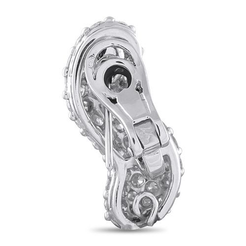 1236 - A pair of 18K White Gold 5.30ct Diamond Earrings. Curved 18K White Gold settings, Diamonds with a to... 