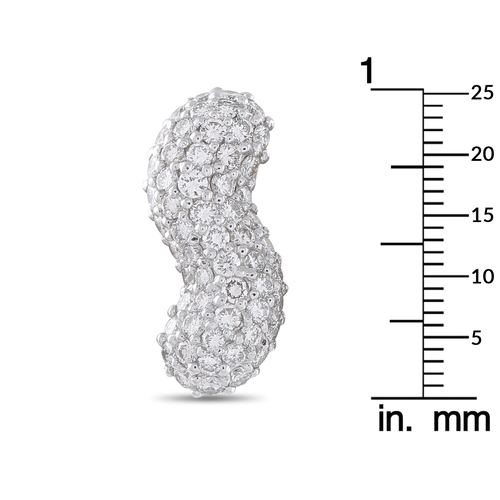 1236 - A pair of 18K White Gold 5.30ct Diamond Earrings. Curved 18K White Gold settings, Diamonds with a to... 