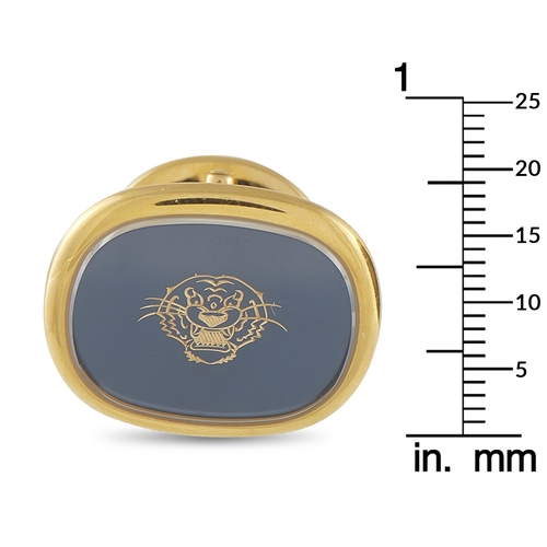 1488 - A pair of Patek Philippe 18K Yellow Gold Cufflinks. A fierce tiger motif makes a statement at the ce... 
