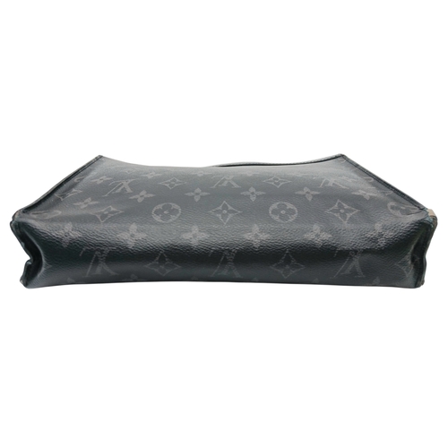 607 - A Louis Vuitton Monogram Eclipse Pochette Voyage. Black canvas exterior with silver-toned hardware a... 