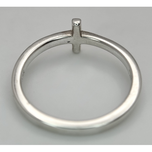 593 - A Thomas Sabo Sterling Silver Diamante Cross Ring. 1.97 g, Size N, Ref: 025609