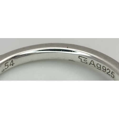 593 - A Thomas Sabo Sterling Silver Diamante Cross Ring. 1.97 g, Size N, Ref: 025609