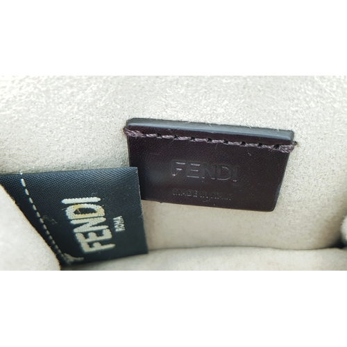572 - A Fendi Flower Micro Kan I Crossbody Bag. Metallic champagne leather exterior with gold-tone Fendi l... 