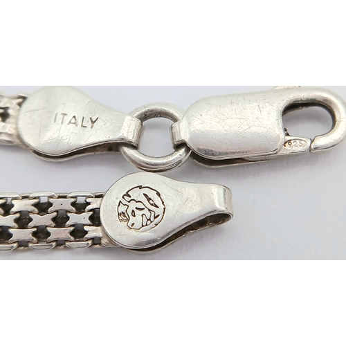 1242 - 2 x GENUINE SILVER BRACELETS. To include Fully Halmarked DOUBLE BELCHER LINK ,Together With ITALIAN ... 