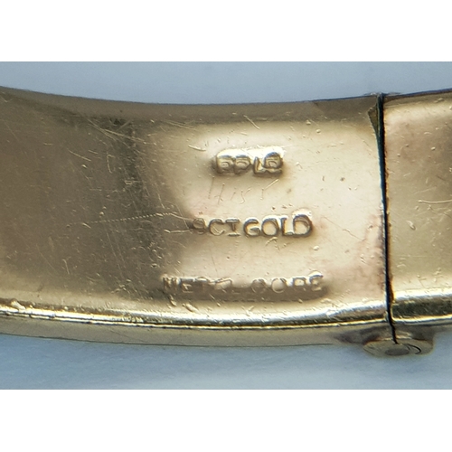 14 - Vintage 9 CARAT GOLD BANGLE with Metal Core. Complete with Safety Chain. Beautiful decoration to sid... 