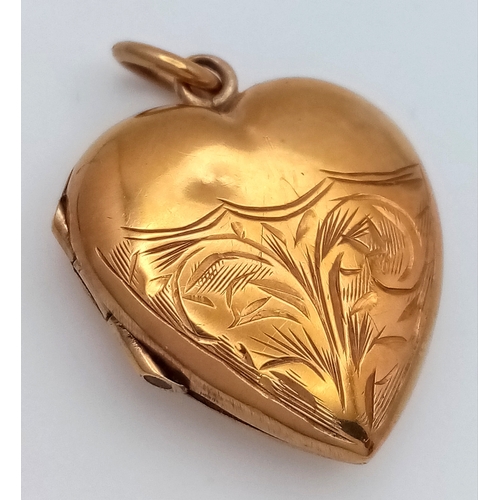 28 - Classic 9 CARAT GOLD LOCKET pendant. Fully Hallmarked. Heart Shaped. 2.1 Grams. 2.0 cm drop. Please ... 