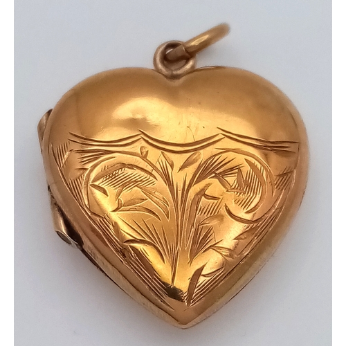 28 - Classic 9 CARAT GOLD LOCKET pendant. Fully Hallmarked. Heart Shaped. 2.1 Grams. 2.0 cm drop. Please ... 