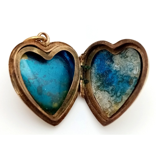 28 - Classic 9 CARAT GOLD LOCKET pendant. Fully Hallmarked. Heart Shaped. 2.1 Grams. 2.0 cm drop. Please ... 