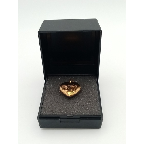 28 - Classic 9 CARAT GOLD LOCKET pendant. Fully Hallmarked. Heart Shaped. 2.1 Grams. 2.0 cm drop. Please ... 