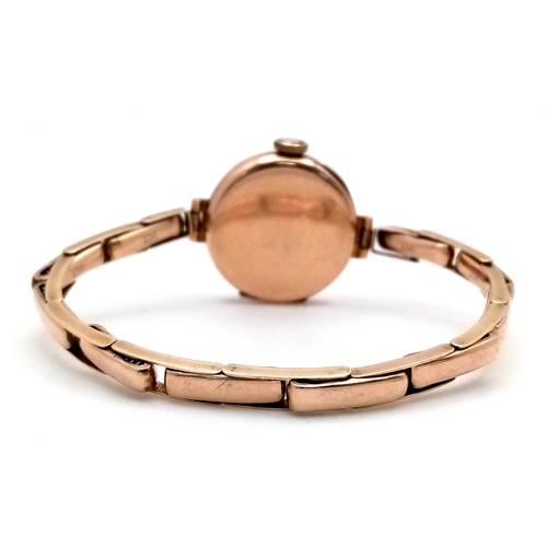 553 - Ladies Antique 9 CARAT GOLD ART DECO WRISTWATCH with 9 CARAT EXPANDABLE BRACELET.  Clear hallmark fo... 
