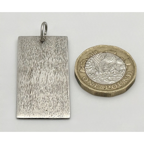 588 - Vintage SILVER INGOT PENDANT. Full UK hallmark. Finished in Frosted and Smooth Silver. Approx 3.75 c... 