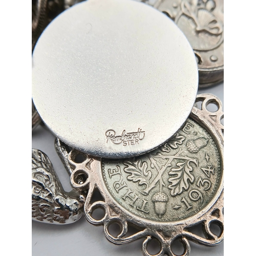 602 - Vintage SILVER CHARM BRACELET absolutely full of interesting and unusual SILVER CHARMS. To include T... 