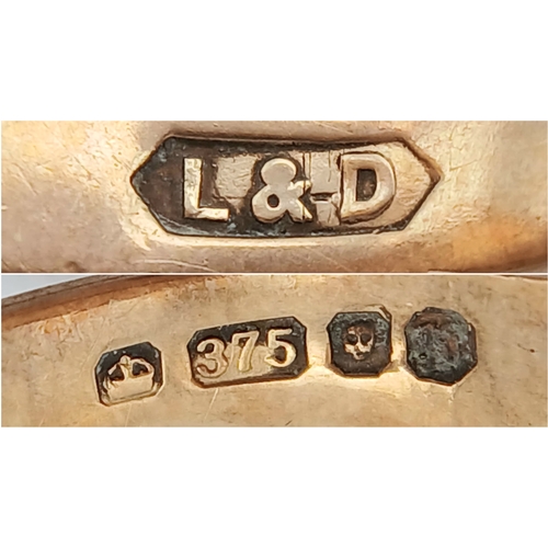 79 - A Vintage 9K Yellow Gold Diamond Set Signet Ring. UK hallmarks. Size P 1/2. 3.95g.