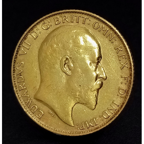 1218 - A 1906, KING EDWARD VII, HALF SOVEREIGN COIN. 22K GOLD. 9724 - 5