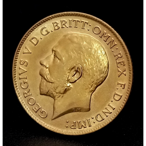1225 - A 1914, KING GEORGE V, HALF SOVEREIGN COIN. 22K GOLD. 9724 - 6.