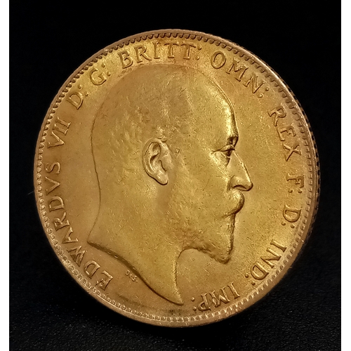 1239 - A 1910, KING EDWARD VII, FULL SOVEREIGN COIN. 22K GOLD. 9795