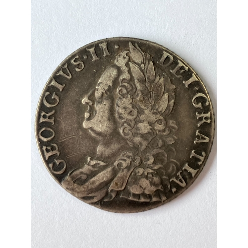 581 - 1758 GEORGE II SILVER SHILLING coin. Very Fine Condition. Please see pictures.