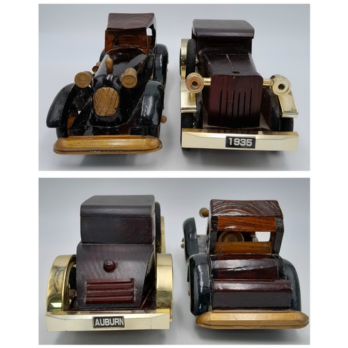1206 - Six hand made wooden car models. Nice models.