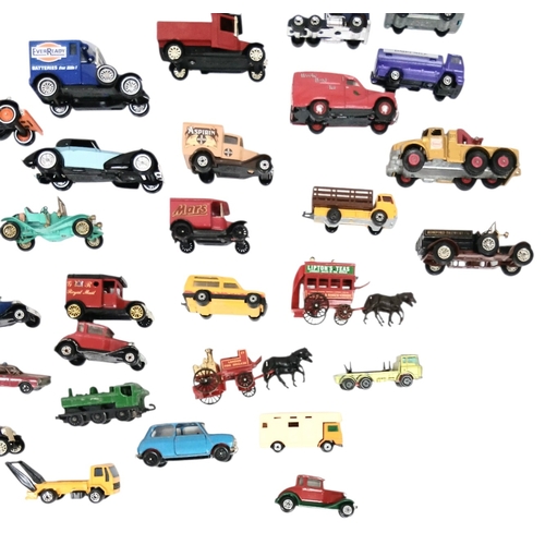 1220 - A box of loose Matchbox and Corgi diecast toy vehicles.