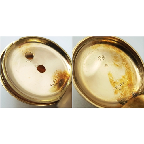 2 - An Antique 18K Gold Cased, Open-Face Fob Watch. Decorative exterior case (35mm diameter) engraving w... 