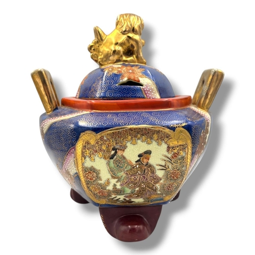 1247 - An antique Japanese Satsuma Pottery Koro (Incense Burner). Finely decorated in traditional Satsuma p... 
