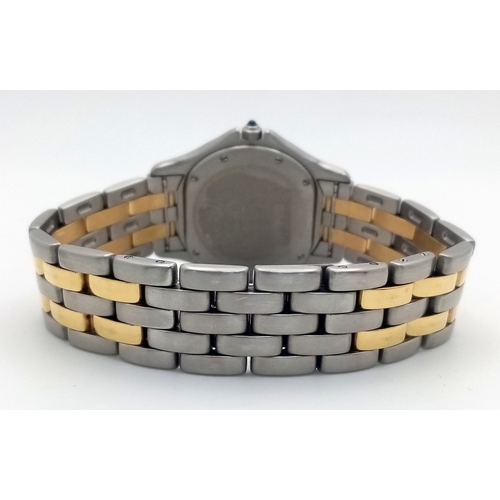 38 - A Vintage Cartier Panthere Cougar Watch. Model 187904. Stainless steel with gold, bracelet and case ... 