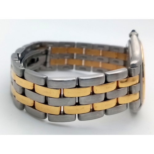38 - A Vintage Cartier Panthere Cougar Watch. Model 187904. Stainless steel with gold, bracelet and case ... 