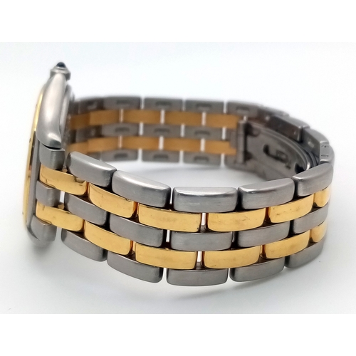 38 - A Vintage Cartier Panthere Cougar Watch. Model 187904. Stainless steel with gold, bracelet and case ... 