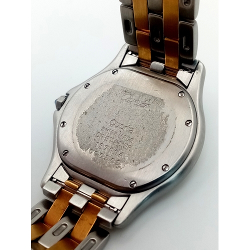38 - A Vintage Cartier Panthere Cougar Watch. Model 187904. Stainless steel with gold, bracelet and case ... 