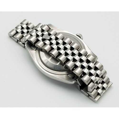 696 - A Rolex Oyster Perpetual Datejust Gents Watch. Stainless steel bracelet and case - 36mm. Black dial ... 