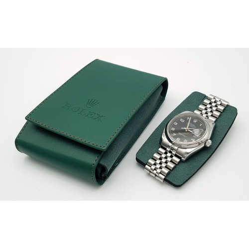 696 - A Rolex Oyster Perpetual Datejust Gents Watch. Stainless steel bracelet and case - 36mm. Black dial ... 